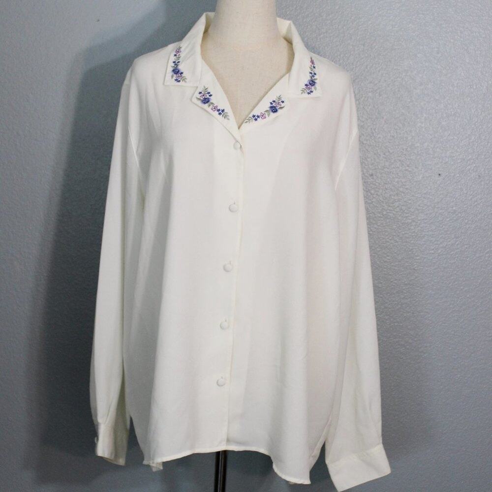 Alfred Dunner Embroidered Button Down Blouse Size 22W